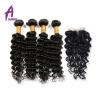 4Bundles Human Hair and  4*4 Closure Brazilian Virgin Hair Deep Curly Wave Hair #2 small image