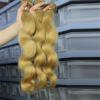 7A Brazilian Virgin Human Hair 3 Bundles With 27# Golden Blonde 4x4 Lace Closure