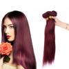 3 Bundles Brazilian Virgin Human Hair Straight Red Wine Burgundy 99J Weave Weft #1 small image