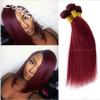 3 Bundles Brazilian Virgin Human Hair Straight Red Wine Burgundy 99J Weave Weft #2 small image