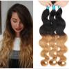 2 Bundle /100g Peruvian Virgin Body Wave Ombre Human Hair Extensions Weave Weft #1 small image