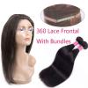 TOP Straight Virgin Hair 360 Lace Frontal with 2 Bundles Peruvian Virgin Hair 8A #2 small image