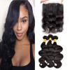 360 Lace Frontal Closure with 3 Bundles 300g Peruvian Virgin Hair Body Wave Weft #1 small image