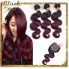 7A Peruvian Human Virgin Hair  Body Wave 4*4 Closure with 3 Bundles ombre 1b/99j #1 small image