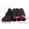 3 bundles Peruvian virgin hair straight with closure natural color dyeable #3 small image