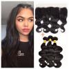 13*4 Lace Closure with 3 Bundles 300g Body Wave Peruvian Virgin Human Hair Weft #1 small image