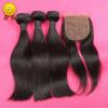 7A Silk Base Closure With Bundles Peruvian Virgin Hair Straight With Closure #1 small image