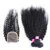 3 Bundles Curl Hair Weft with Lace Closure Virgin Peruvian Human Hair Weave #1 small image