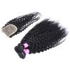 3 Bundles Curl Hair Weft with Lace Closure Virgin Peruvian Human Hair Weave #2 small image