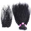 3 Bundles Curl Hair Weft with Lace Closure Virgin Peruvian Human Hair Weave #4 small image