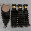 7A Peruvian Human Virgin Hair Deep Wave 3 Bundles with 4*4 Silk Base Closure #1 small image