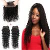 360 Lace Frontal with 2 Bundles Deep Wave Peruvian Virgin Remy Hair with Closure #1 small image