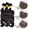 Peruvian Virgin Hair 3 Bundles Body Wave Human Hair Weft with 1 pc Lace Closure #1 small image