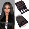 Peruvian Virgin Straight Human Hair 4Bundles/200g with 1pc Lace Frontal 13x4inch #1 small image