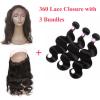 8A 360 Lace Frontal Closure With 3 Bundles Peruvian Virgin Human Hair Full Head