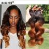 Ombre Peruvian Virgin Body Wave Human Hair Extensions 1b30 Two Tone Hair bundles #1 small image