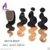 Ombre Body Wave Peruvian Virgin Hair With Closure human hair Extensions 4bundles #1 small image
