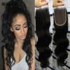 4&#039;&#039;x4&#039;&#039; Hot 3 parts lace closures virgin Peruvian hair Swiss lace bleached knots #1 small image