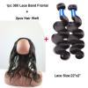Peruvian Body Wave Virgin Hair Pre Plucked 1pc 360 Lace Frontal With 2 Bundles #1 small image