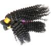 Peruvian Virgin Hair Weft Curly Black Hair Extension Hair Weave 8/8/8 Inch #4 small image