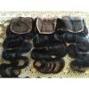 Peruvian 8A Virgin Hair Body Wave Lace Closure, Free, Middle, &amp; 3 Part. 12&#034;