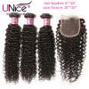 Peruvian Curly Hair 3 Bundles With Lace Closure 8A Virgin Human Hair Extensions #1 small image