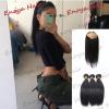 Straight Virgin Peruvian Hair 3 Bundles With 360 Lace Frontal 360 Band Closure #1 small image