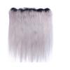 Luxury Silky Straight Peruvian Dark Roots Grey Lace Frontal 13x4 Virgin Hair 7A #3 small image