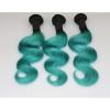 Luxury Body Wave Peruvian Teal Green Ombre Virgin Human Hair Extensions 7A