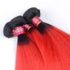 Luxury Peruvian Straight Dark Roots Hot Red Ombre Virgin Human Hair Extensions #4 small image