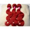 Luxury Body Wave Peruvian Hot Red Virgin Human Hair Weave Weft Extensions #2 small image