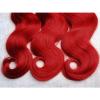 Luxury Body Wave Peruvian Hot Red Virgin Human Hair Weave Weft Extensions #5 small image