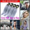 12&#034;-26&#034; Thick Virgin Remy Brazilian Black Grey Human Hair Weave Bundle 300 Lot