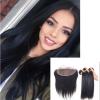 Silk Base Closures Lace Frontal+ Peruvian Human Hair Weave Virgin Hair 3 Bundles #1 small image