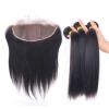 Silk Base Closures Lace Frontal+ Peruvian Human Hair Weave Virgin Hair 3 Bundles #2 small image
