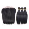 Silk Base Closures Lace Frontal+ Peruvian Human Hair Weave Virgin Hair 3 Bundles #3 small image