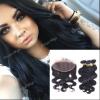 Peruvian Lace Frontal 13x4 Ear to Ear with 3Bundles Body Wave Human Virgin Hair #1 small image