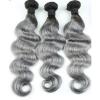 Luxury Dark Roots Grey Body Wave Peruvian Virgin Human Hair Extensions 7A #4 small image