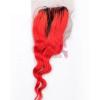 Luxury Loose Wave Peruvian Hot Red Dark Roots Ombre Virgin Human Hair + Closure