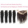 Peruvian Virgin Hair 360 Lace Frontal Band Closure with 4 Bundles/200g Deep Wave #2 small image