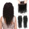 8A Peruvian Virgin Hair 360 Lace Frontal Closure with 2 Bundles Deep Wave #1 small image