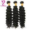 7A Deep Wavy Curly Peruvian Virgin Human Hair Extensions Weave 3 Bundles 300G #2 small image