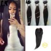 3 Bundles Straight Hair Weft with Lace Closure Virgin Peruvian Human Hair Weave #1 small image
