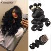 Soft Peruvian Virgin Hair Body Wave With Closure 7A Unprocessed Human Hair Weave