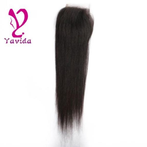 4 x4 Lace Closure 7A Unprocessed Brazilian Virgin straight Human Hair Extensions #2 image