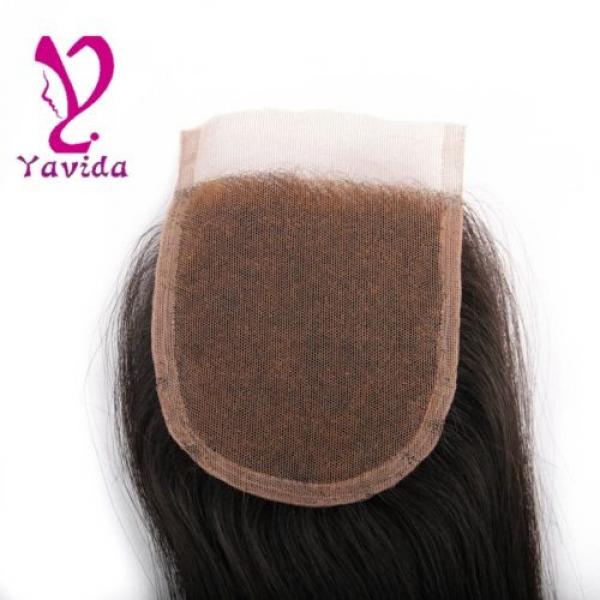 4 x4 Lace Closure 7A Unprocessed Brazilian Virgin straight Human Hair Extensions #5 image