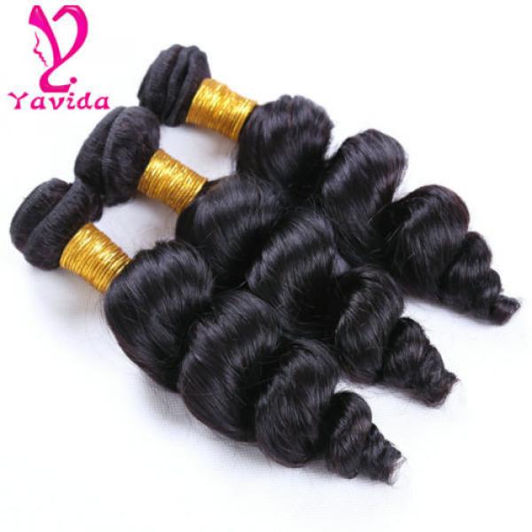 300g 7A Loose Wave 3 Bundles Hair Virgin Brazilian Human Hair Extensions Weft #4 image
