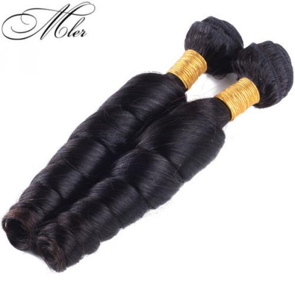 100% Brazilian Virgin Human Loose wave hair Extensions 1-3 Bundle Weave Weft #3 image