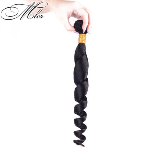 100% Brazilian Virgin Human Loose wave hair Extensions 1-3 Bundle Weave Weft #4 image