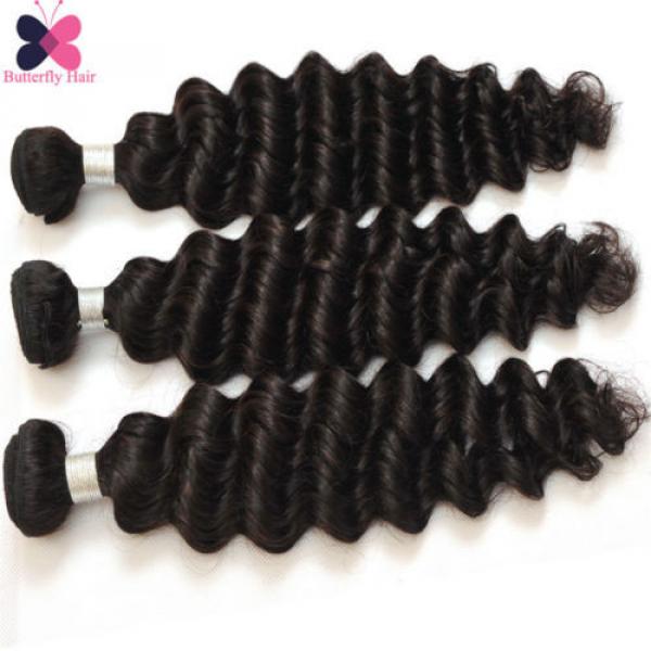 Brazilian Deep Wavy Virgin Human Hair Weave Deep Wave Curly Hair 3 Bundles 150g #3 image